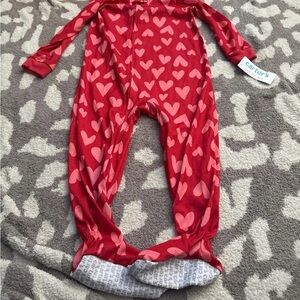 Carter's Heart Patterned Red and Pink Footie